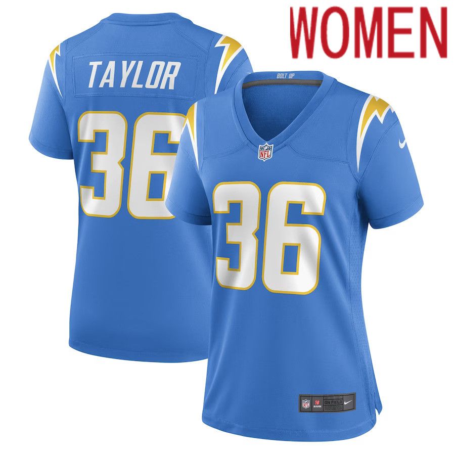 Women Los Angeles Chargers 36 Ja Sir Taylor Nike Powder Blue Game Player NFL Jersey